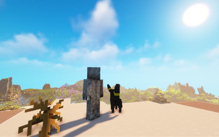 A player and their Pokémon in Survival